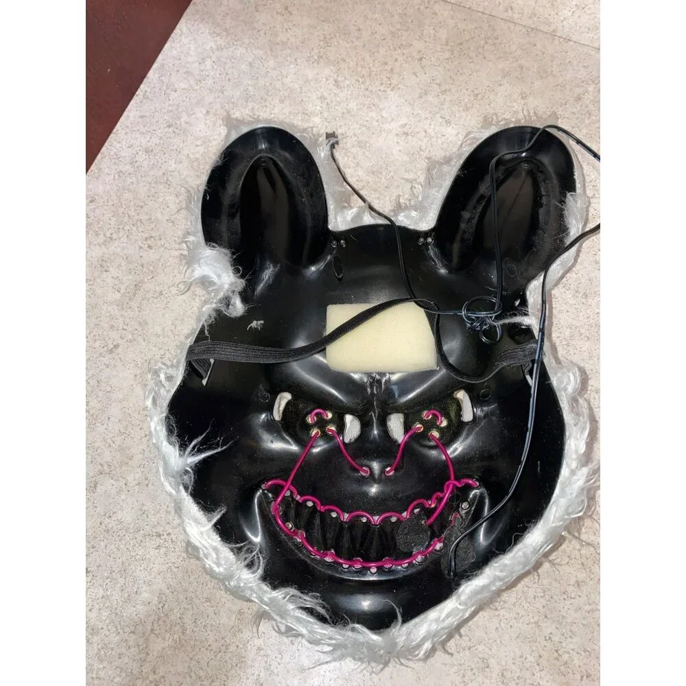 Scary Bunny Snowball LED Light-Up Mask For Halloween Cosplay & Costume Parties